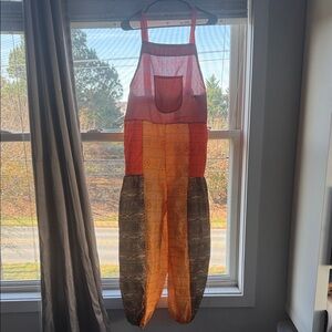 India Boutique Sheer Jumpsuit in Orange and Black